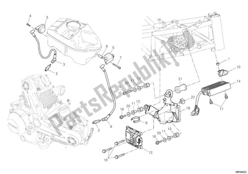 All parts for the Control Unit of the Ducati Hypermotard 1100 EVO USA 2012